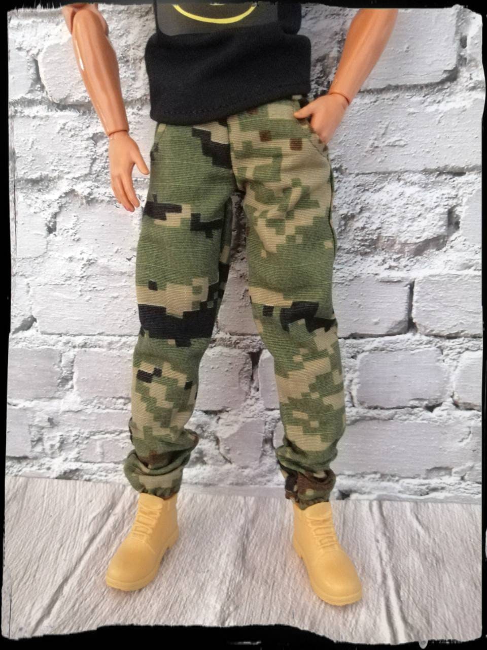1:6th Black and white striped camouflage pants model For 12" Male figure Dolls 