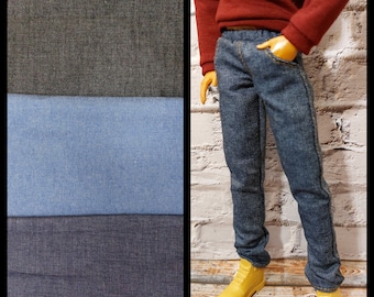Jeans fatti a mano per bambola Ken: vestiti per bambola in scala 1/6 con tasche