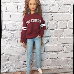 CUSTOMIZABLE SWEATER 12, 1/6 scale female and male doll clothes, customized color of material and color of letters and stripes. image 10