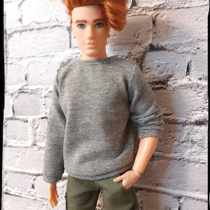 12&quot;, 1/6 doll clothes, gray sweater, made on order.