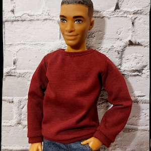 Fashion doll clothes. Made on order. Dark green or burgundy sweater. Available in original and buff size. image 3