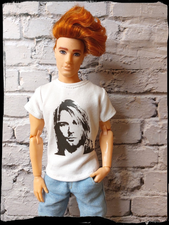 12", 1/6 scale male doll clothes, made on order, white t-shirt with print