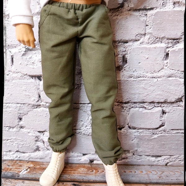 12", 1/6 scale male doll clothes, made on order, olive green pants