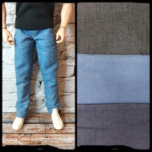 Vêtements pour poupée mannequin homme chamois, sur commande, jeans basiques, avec de vraies poches avant. image 1