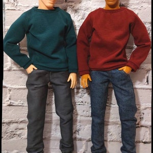 Fashion doll clothes. Made on order. Dark green or burgundy sweater. Available in original and buff size.