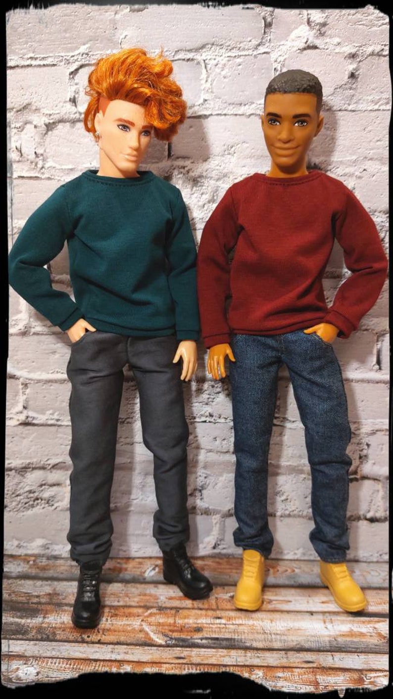 Fashion doll clothes. Made on order. Dark green or burgundy sweater. Available in original and buff size. image 1