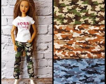 Fashion doll clothes, casual female doll pants, made on order, camouflage pants, 12" size, 1/6 scale, original size