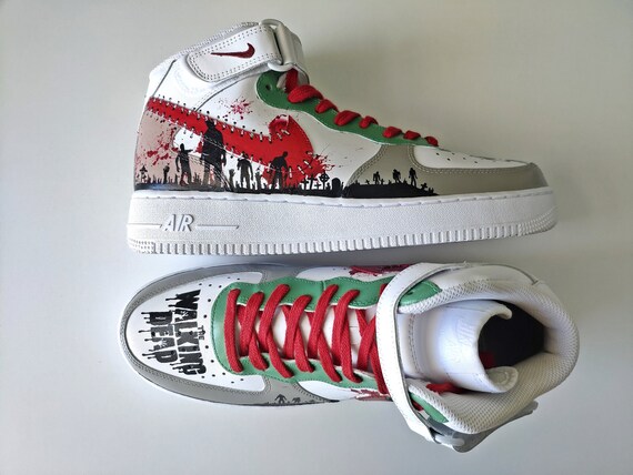 raya Posible Puro Zapatos Walking Dead personalizados Custom Twd Nike AF 1 - Etsy España
