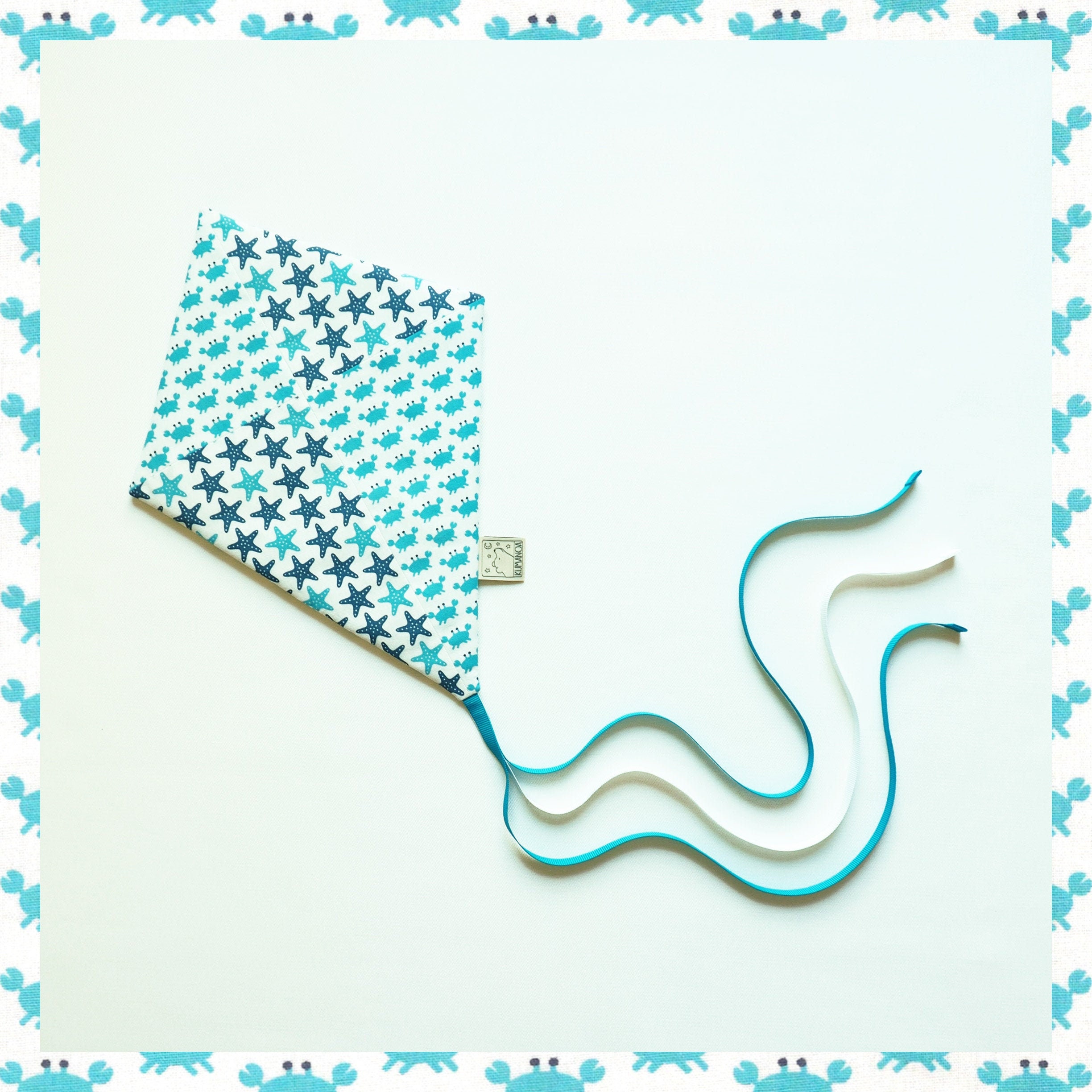 Cerf-Volant Crabes et Etoiles de Mer Turquoise , Déco Murale, Chambre Enfant