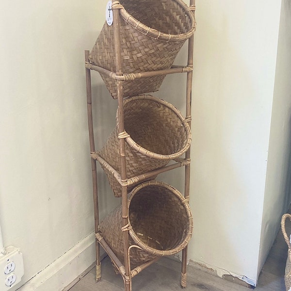 Rattan Basket Tower Etsy