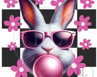 Bunny Retro Bubble Gum png, Tshirt png sublimation design download, Easter Day png, Easter bunny png, instant sublimate designs download