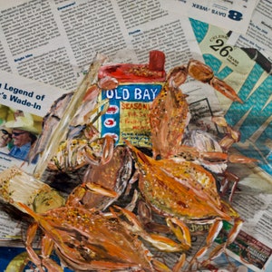 Old Bay Baby, Signed Print of Original Mixed Media Canvas, by Jennifer Dionne