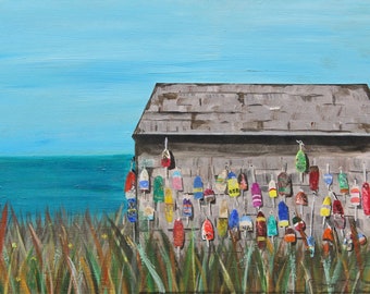 Uncle Stu's Shack, Signed Print of Original Mixed Media Painting, by Jennifer Dionne
