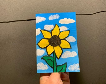 Sunflower Hand Painted Blank Card