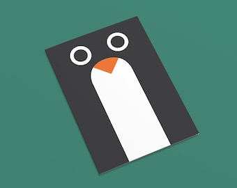 Penguin Christmas card | Modern minimal Christmas cards | Cute Christmas cards for boys, girls, children, kids, grandson, granddaughter