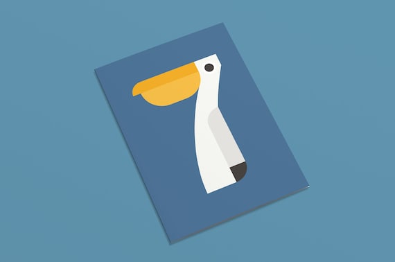 7th birthday card for boys and girls | Age 7 birthday card | 7 year old birthday card | Pelican bird animal card | 7th anniversary card