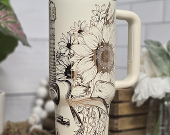 Western Cowgirl-mugg med handtag, solrosfärgad gitarrstövelmugg, 113 g