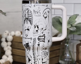 Skelettskissmugg med handtag, gotisk anatomi, kaffemugg