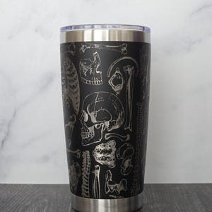 Skeleton Anatomy Tumbler, Gothic Skull Travel Mug, Medical Student Gift, Halloween Stainless Steel Cup with Lid, 20oz Insulated