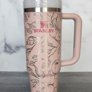 Peony Floral Tumbler 30 Oz Quencher 2.0 | Peony Floral | Full wrap engraved Tumblers | Quencher H2.0 Water Bottle| Gift for her