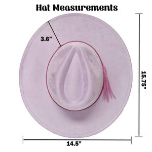 Vegansk cowboyhatt i turkos, graverad och målad vegansk mocka med fedora, bred brätte och justerbar bild 19