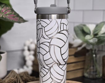 Beachvolleyball auslaufsicherer individuell gravierter Becher, isolierte Sportwasserflasche, Trainer- oder Teamgeschenk