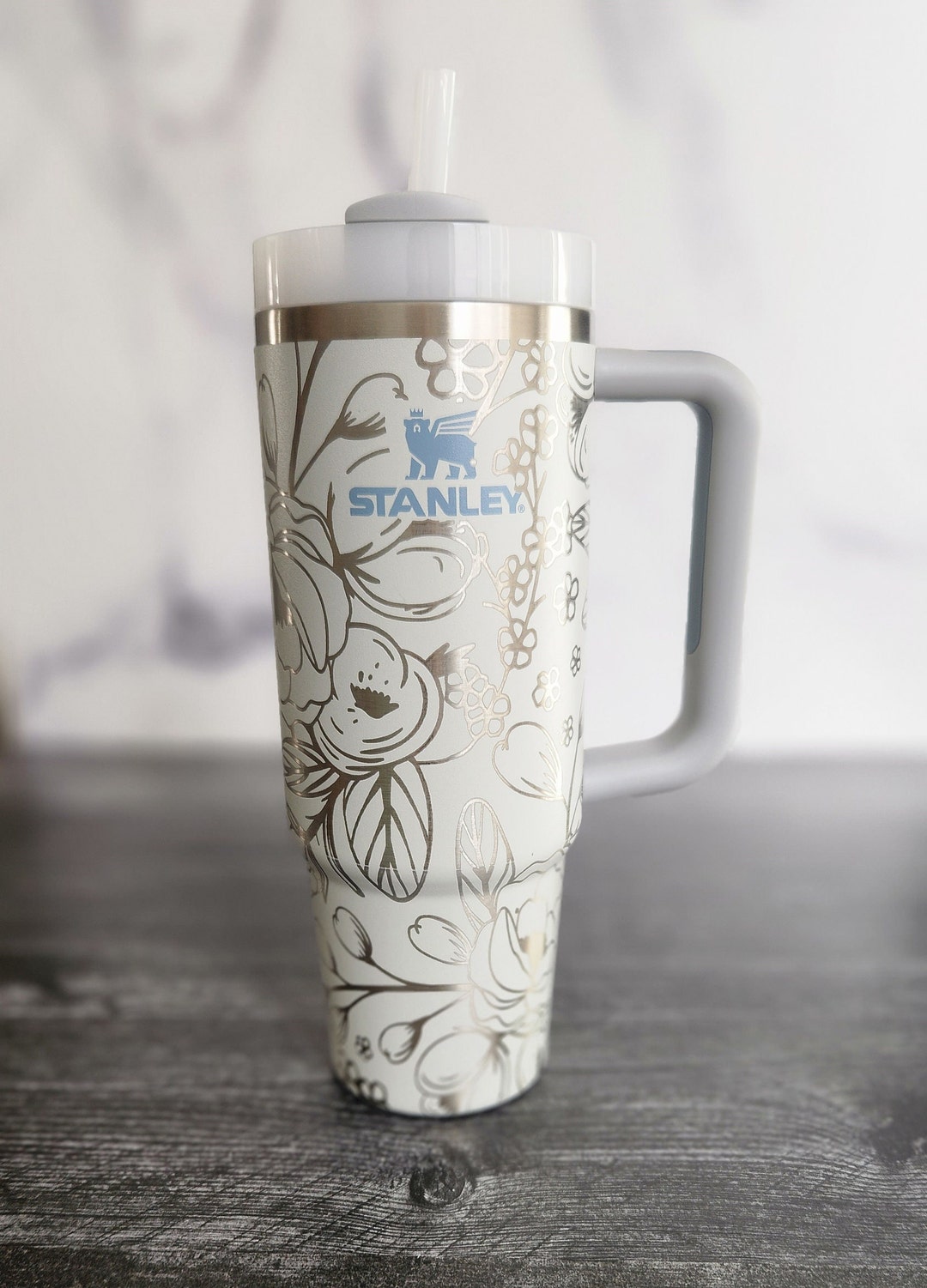 Mini Floral Stanley Quenchers 2.0 Peony Floral Full Wrap Engraved Stanley  Quencher H2.0 Water Bottle Mother's Day Gift 