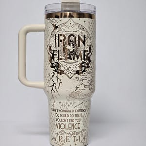 Iron Flame Tumblers with Handle, Iron Flame Book Cup, Fantasy Bookish Mug, Dark Academia Coffee Tumbler, Emperyean Series, Fantasy Romance