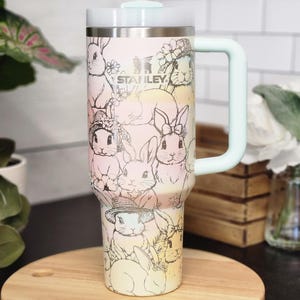 Copo de 40 oz com desenho de coelho, presente de Páscoa gravado a laser