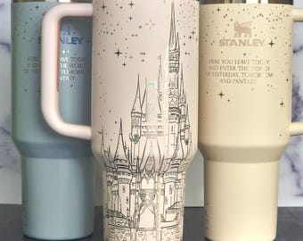 Magical Castle Stanley Tumbler, Engraved Quencher Water Bottle 40 Oz