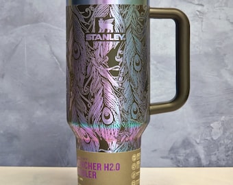 Pauwenveer aangepast lasergegraveerd 40 oz beker landbouwcadeau