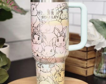 Bunny Sketch 30 Oz Tumbler, Laser Engraved Rabbit Design