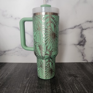 Monstera Leaves Tumbler 40 Oz Quencher 2.0 | monstera Floral | Full wrap engraved Tumblers | Quencher H2.0 Water Bottle| Gift for her