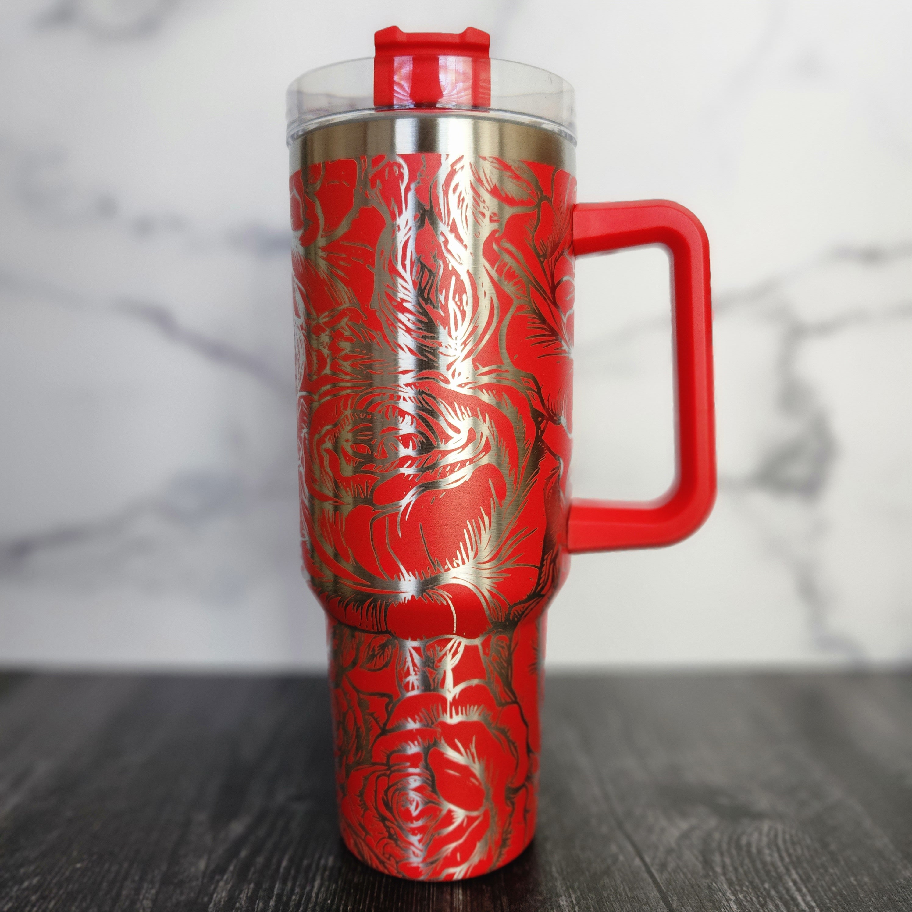 Rose Custom Laser Engraved Tumbler 40 Oz - Etsy