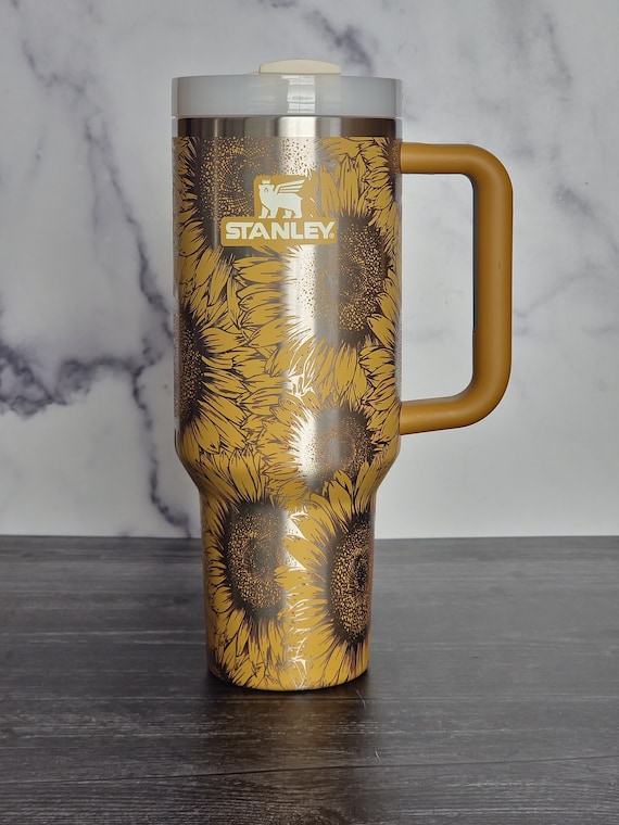 Sunflower Stanley Quencher 40oz, Stanley Mug, Engraved Tumbler, Engraved  Stanley, Floral Stanley, Full Wrap Stanley, Travel Mug With Handle 