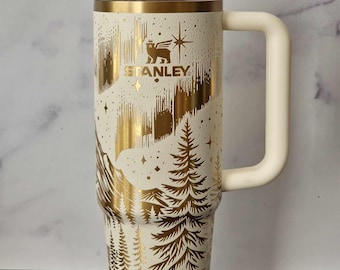 Vaso personalizado con grabado láser de Aurora Borealis Northern Lights - 40 oz - Taza navideña de invierno