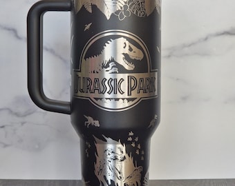 Jurassic Park 40 Oz Tumbler Quencher 2.0 | Dinosaurs| Full wrap engraved Tumbler | Quencher H2.0 Water Bottle| Gift for her