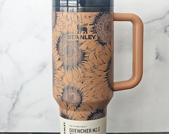 Sunflower Laser Engraved Custom Tumbler, 40 Oz Quencher 2.0, Floral Wrap