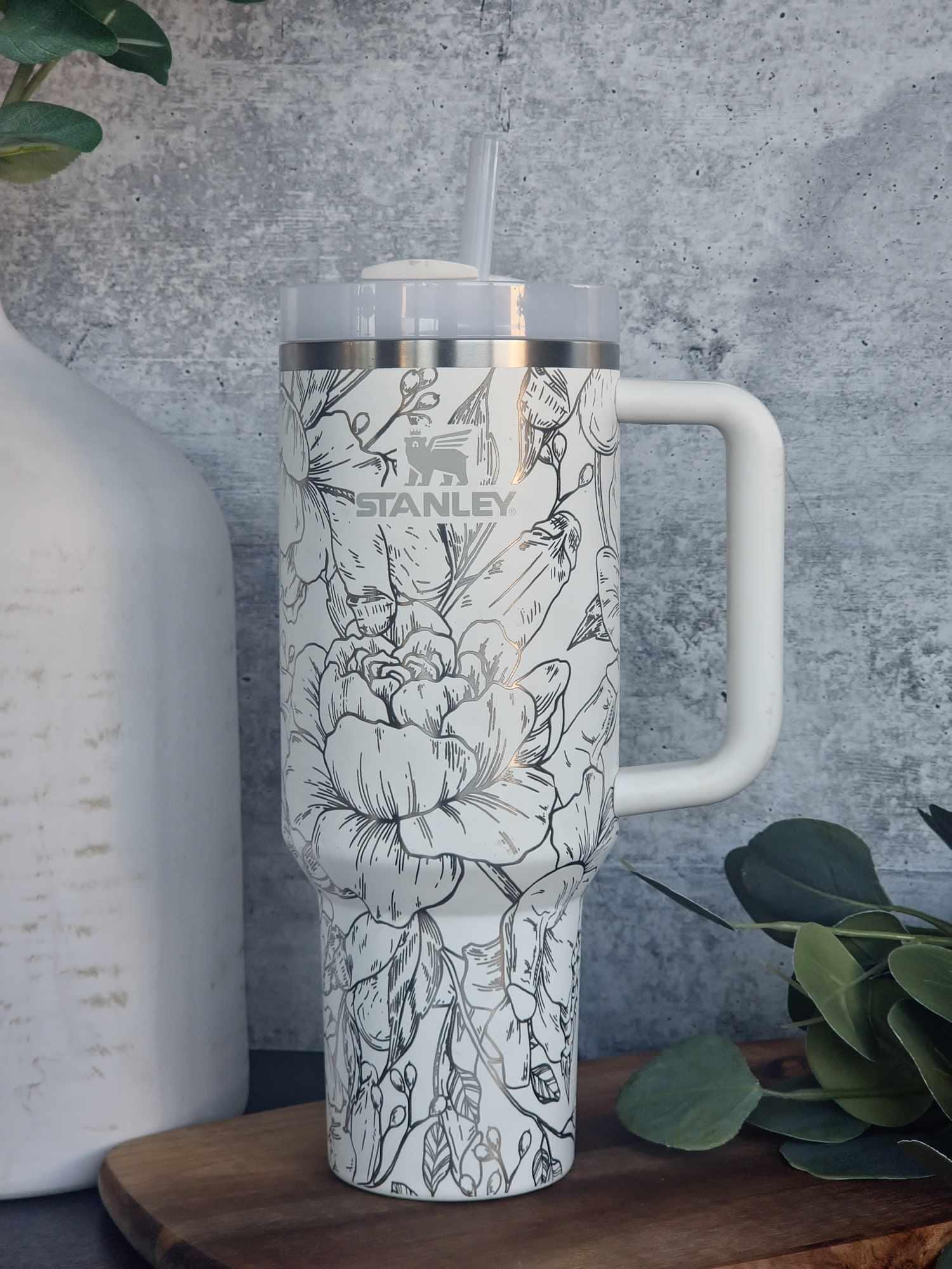 Funny Floral Dick 30 oz Tumbler, 30 oz Laser Engraved Cup, Hilarious Floral Eggplant Art Gift, Bachelorette Gift, Hidden Graphic Penis Art