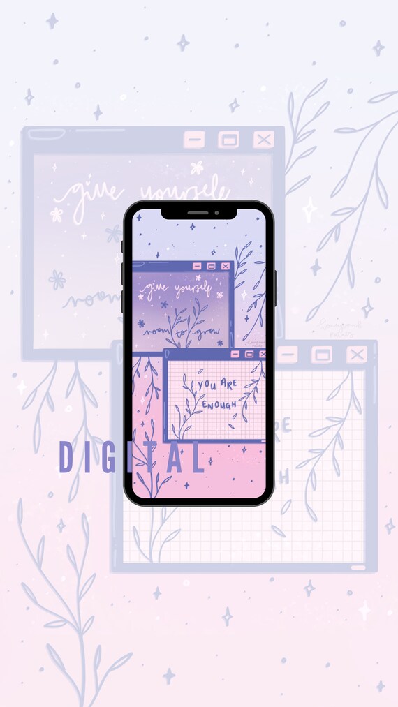 Self Care You Are Enough Digital Phone Background Wallpaper Etsy