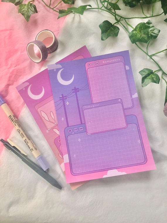 Dreamy Reminders and Thoughts Notepad Cute Dreamy Kawaii Aesthetic