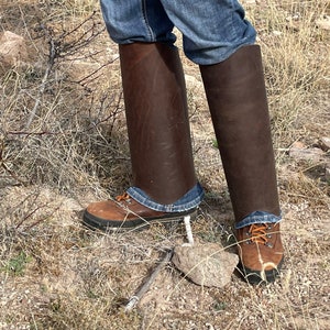 Leather Snake Gaiters - Brush Gaiters - Hiking Gaiters - Half Chaps - Snake Protection - Hunting Gaiters - Hunting Gift - Snake Leggings