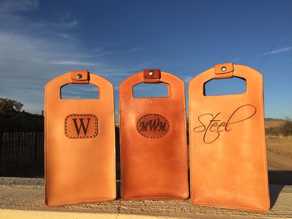 Personalized Leather Wine Carrier Wine Tote Wine Bag Etsy