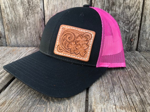 tooled leather ball cap