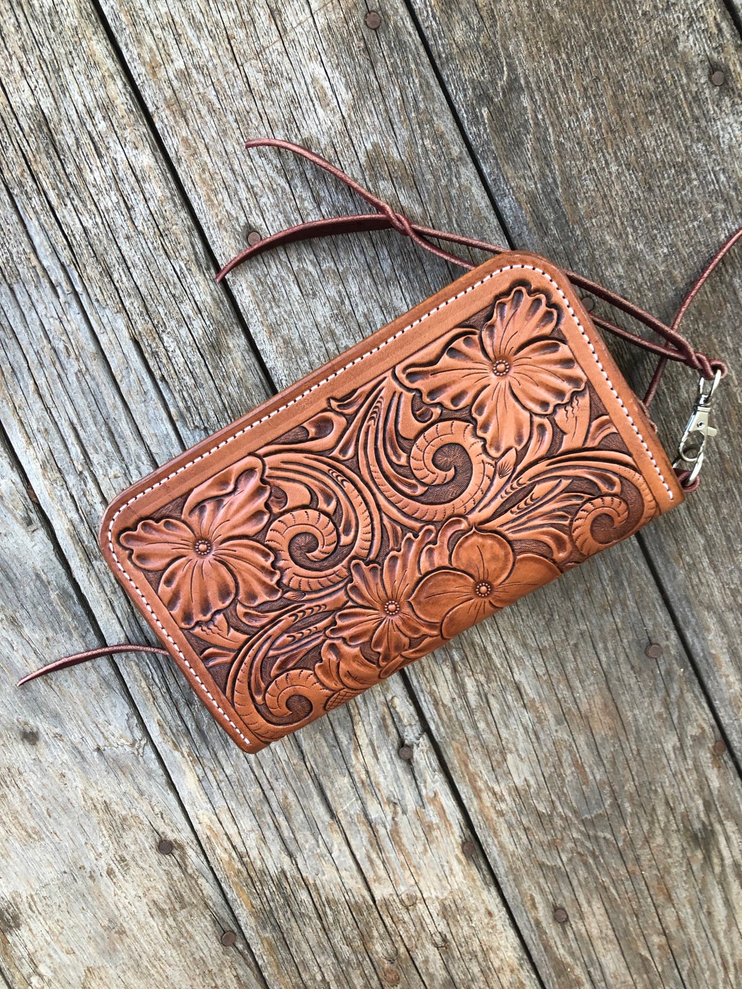 Womens Hand Tooled Clutch Wallet - Etsy