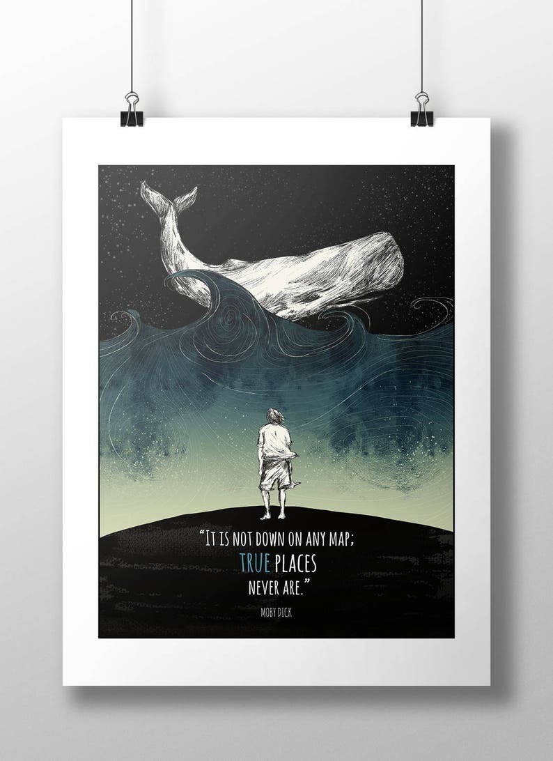 Moby Dick Art Printable Wall Art Herman Melville Quote | Etsy