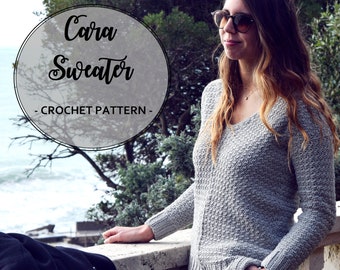 CARA SWEATER - Crochet Pattern // Modern Crochet Sweater / Sweater Pattern / Women Sweater / Crochet Sweater / Schema Pullover / V-Neck