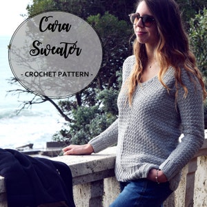 CARA SWEATER - Crochet Pattern // Modern Crochet Sweater / Sweater Pattern / Women Sweater / Crochet Sweater / Schema Pullover / V-Neck