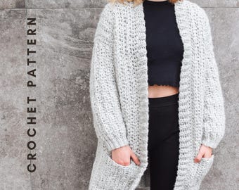 WHEAT PETALS CARDIGAN - Crochet pattern (Bulky/Chunky version)//Modern oversized cardigan/Cardigan pattern/Knit Look Cardigan/Size inclusive