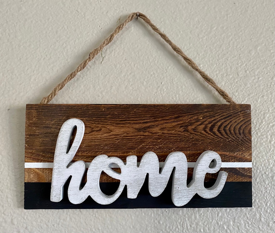 Wooden Home Sign Hanging Home Sign Wall Decor Etsy